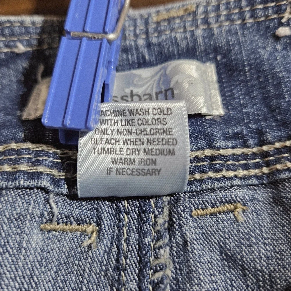 Dressbarn Women's Blue Denim A-Line Knee Length Skirt Size 4 Flap Back‎ Pocket